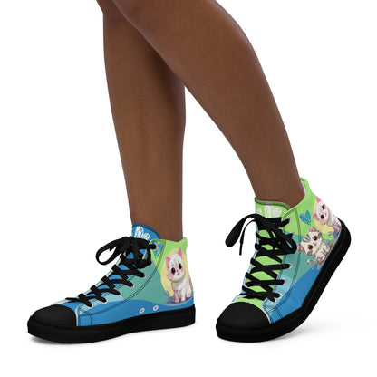 Cute Cats Blue Green Women's High Top Custom Sneakers