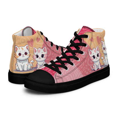 Cute Cats Pink Orange Women's High Top Custom Sneakers