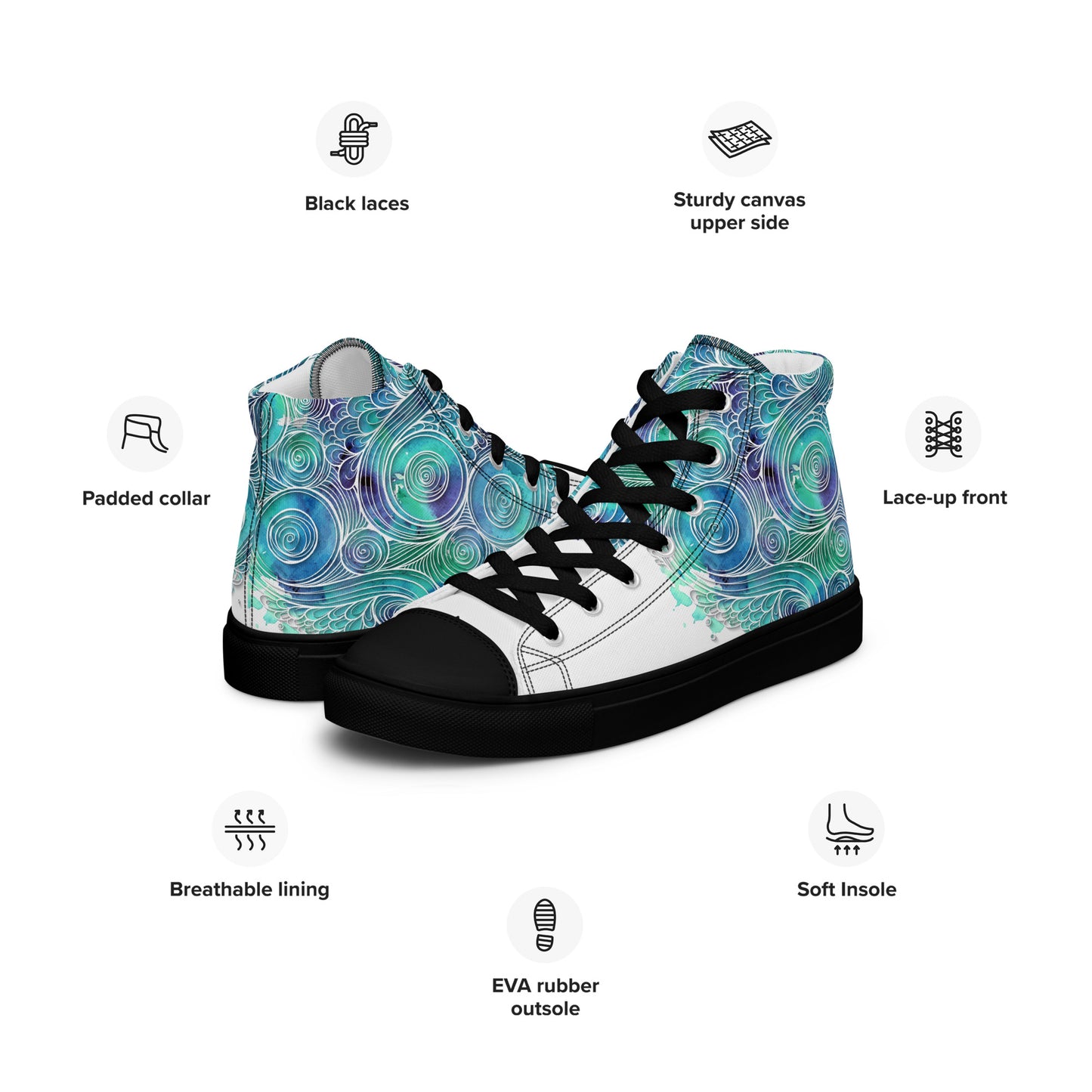 Blue Splash Women's High Top Custom Sneakers