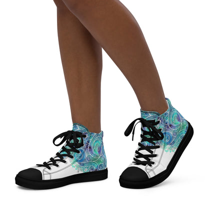 Blue Splash Women's High Top Custom Sneakers