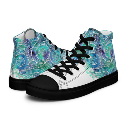 Blue Splash Women's High Top Custom Sneakers