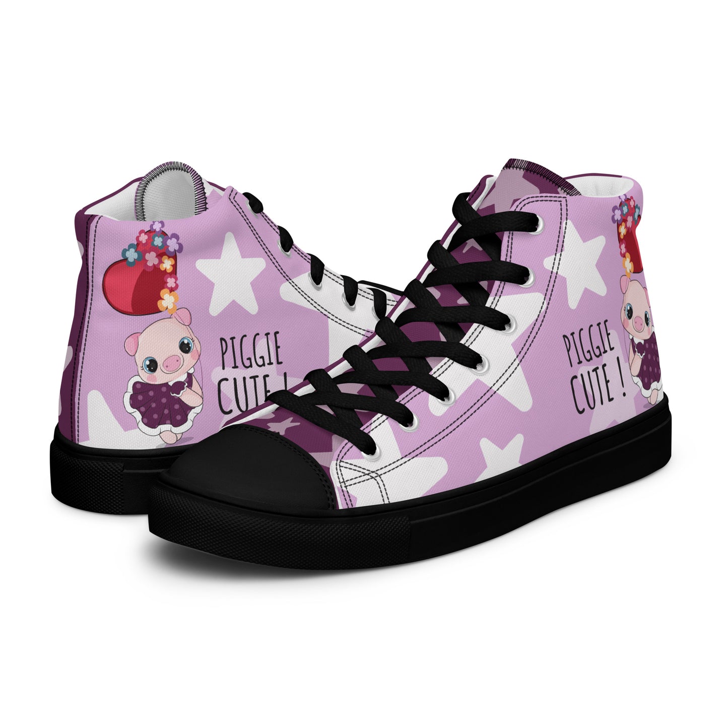 Cutie Pig Women's High Top Custom Sneakers