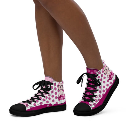 Cute Pig polka-dot Women's High Top Custom Sneakers