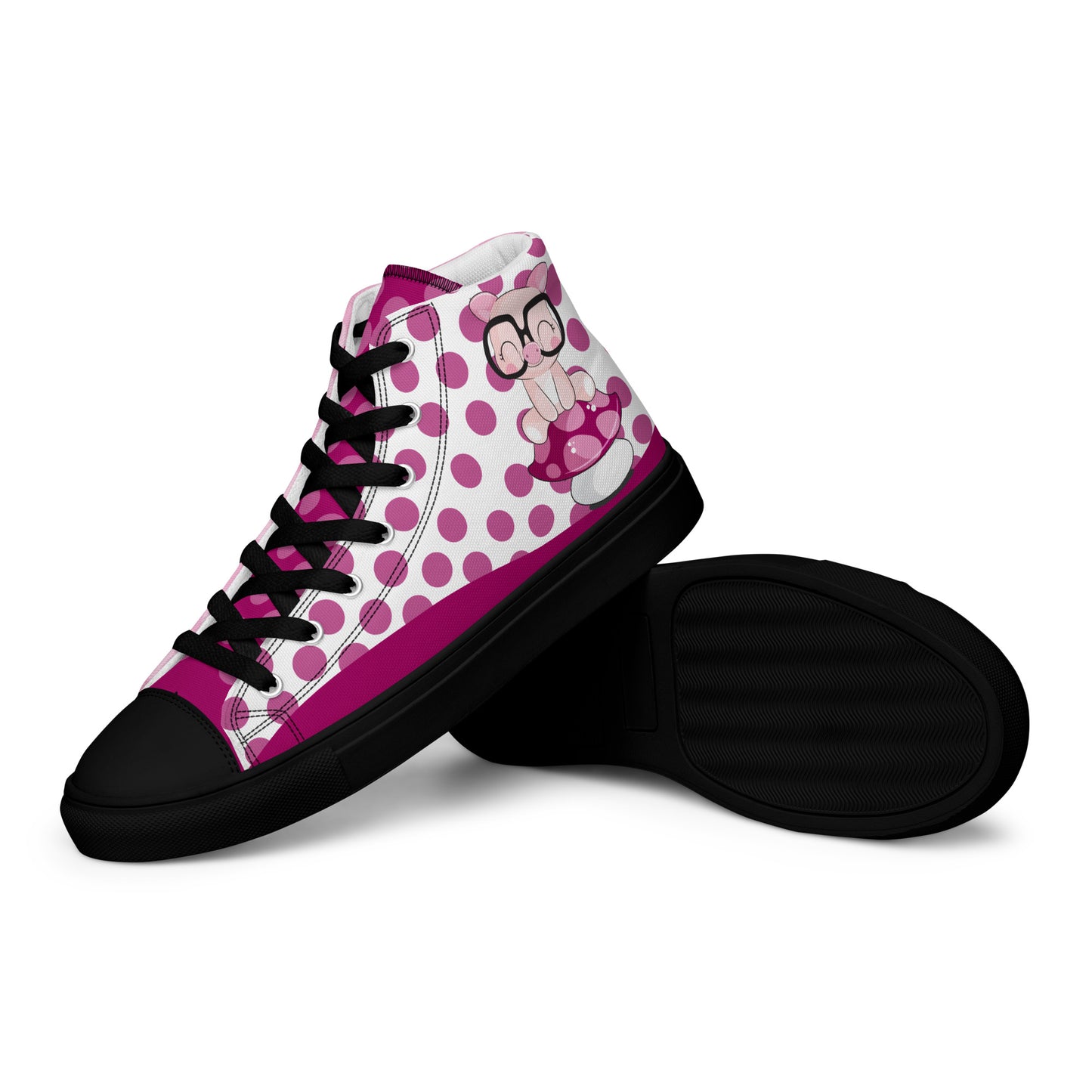 Cute Pig polka-dot Women's High Top Custom Sneakers