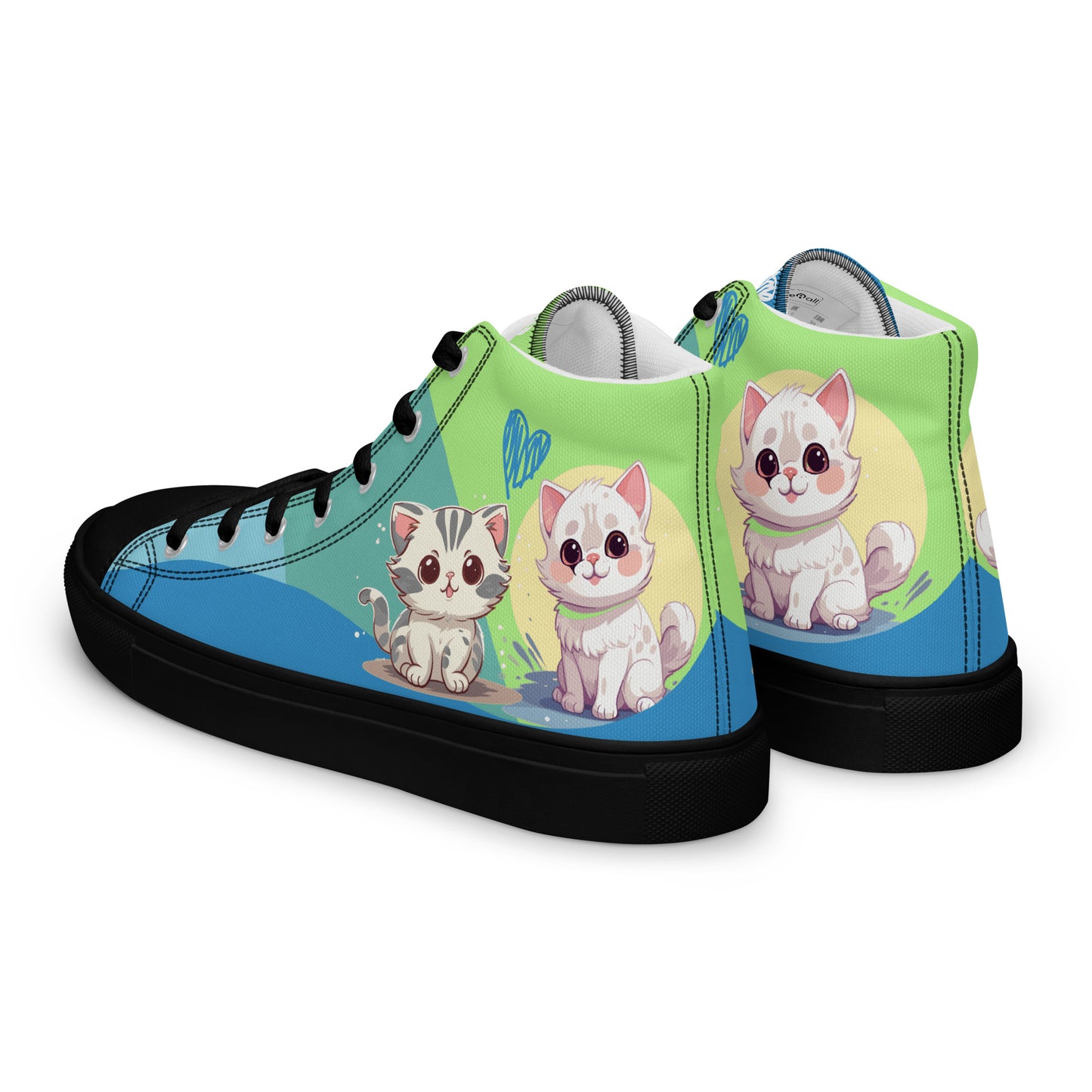 Cute Cats Blue Green Women's High Top Custom Sneakers