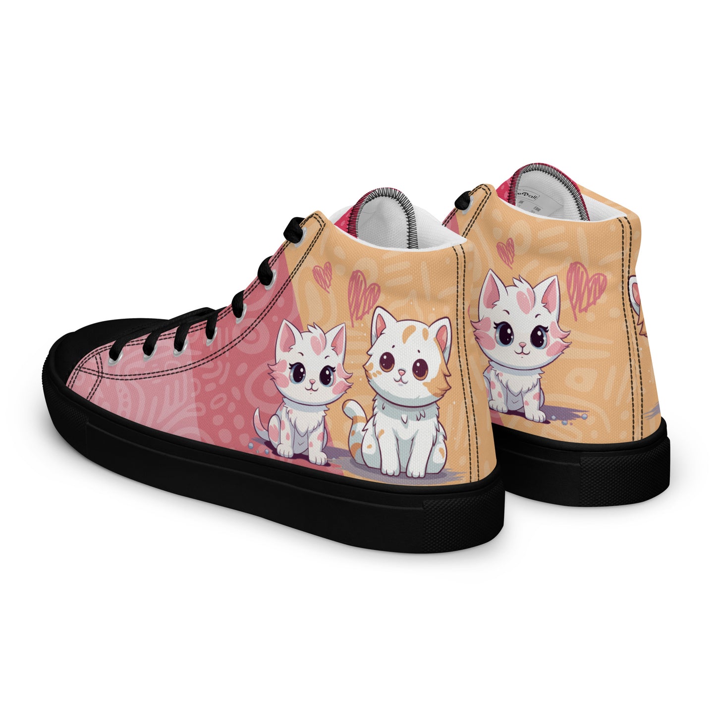 Cute Cats Pink Orange Women's High Top Custom Sneakers