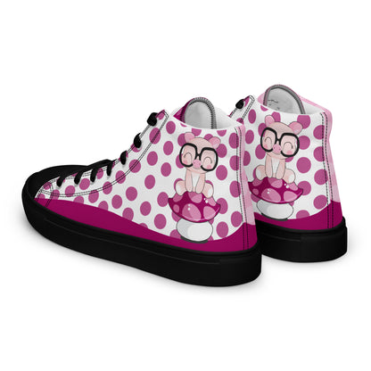 Cute Pig polka-dot Women's High Top Custom Sneakers