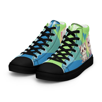 Cute Cats Blue Green Women's High Top Custom Sneakers