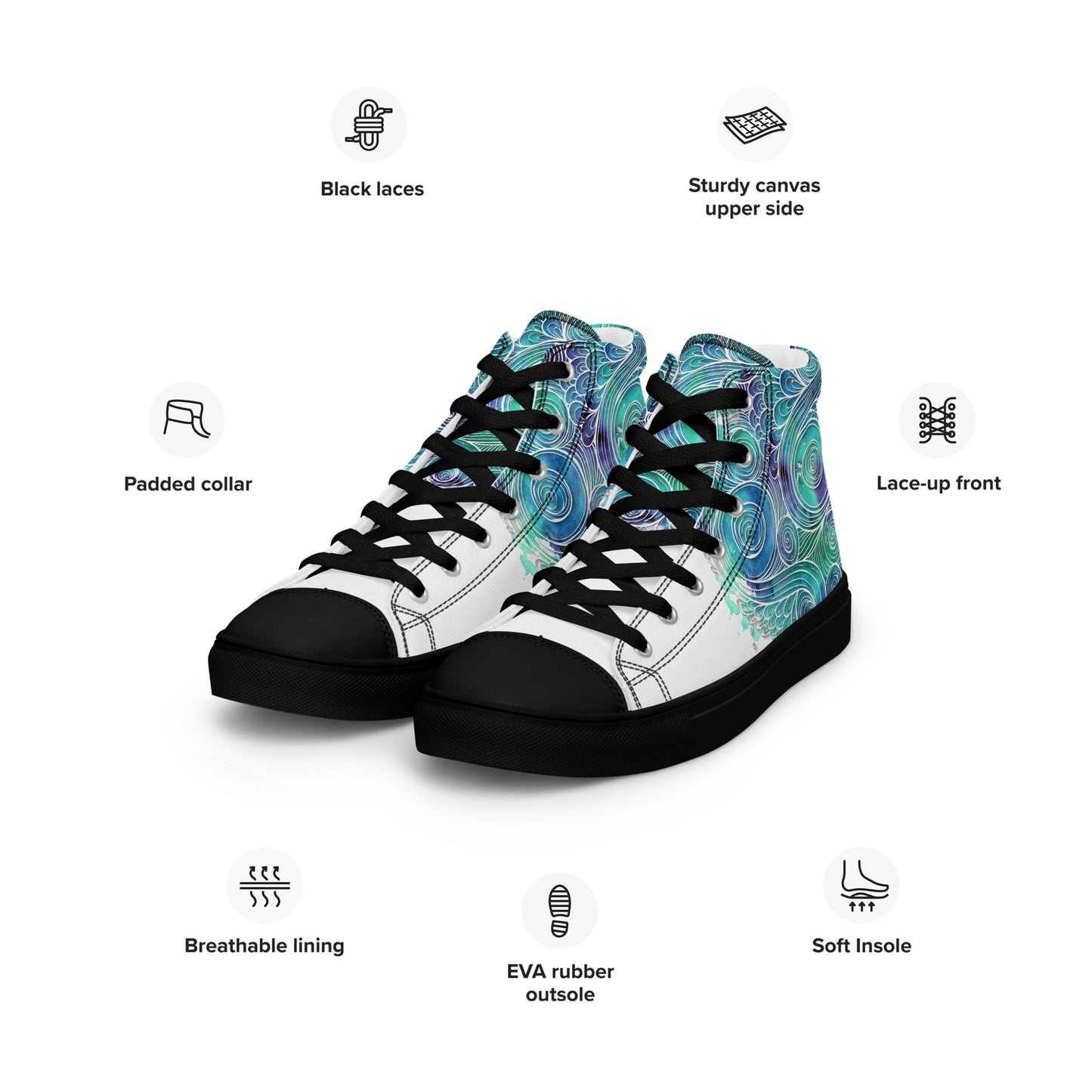 Blue Splash Women's High Top Custom Sneakers