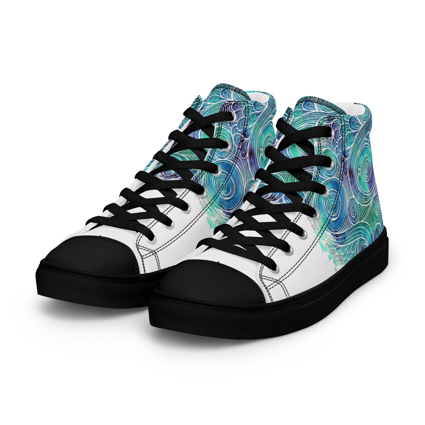 Blue Splash Women's High Top Custom Sneakers