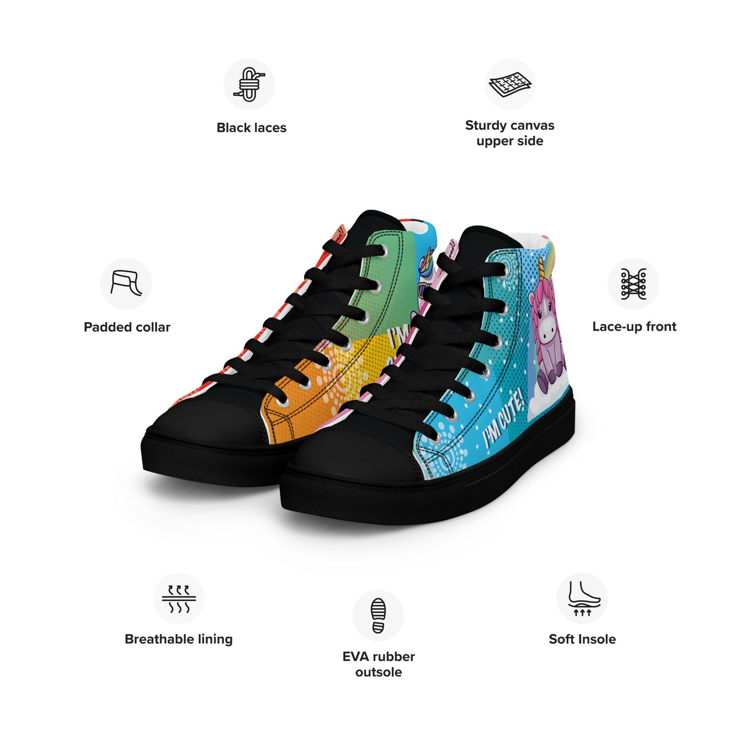 Colourful Cartoons Women's High Top Custom Sneakers