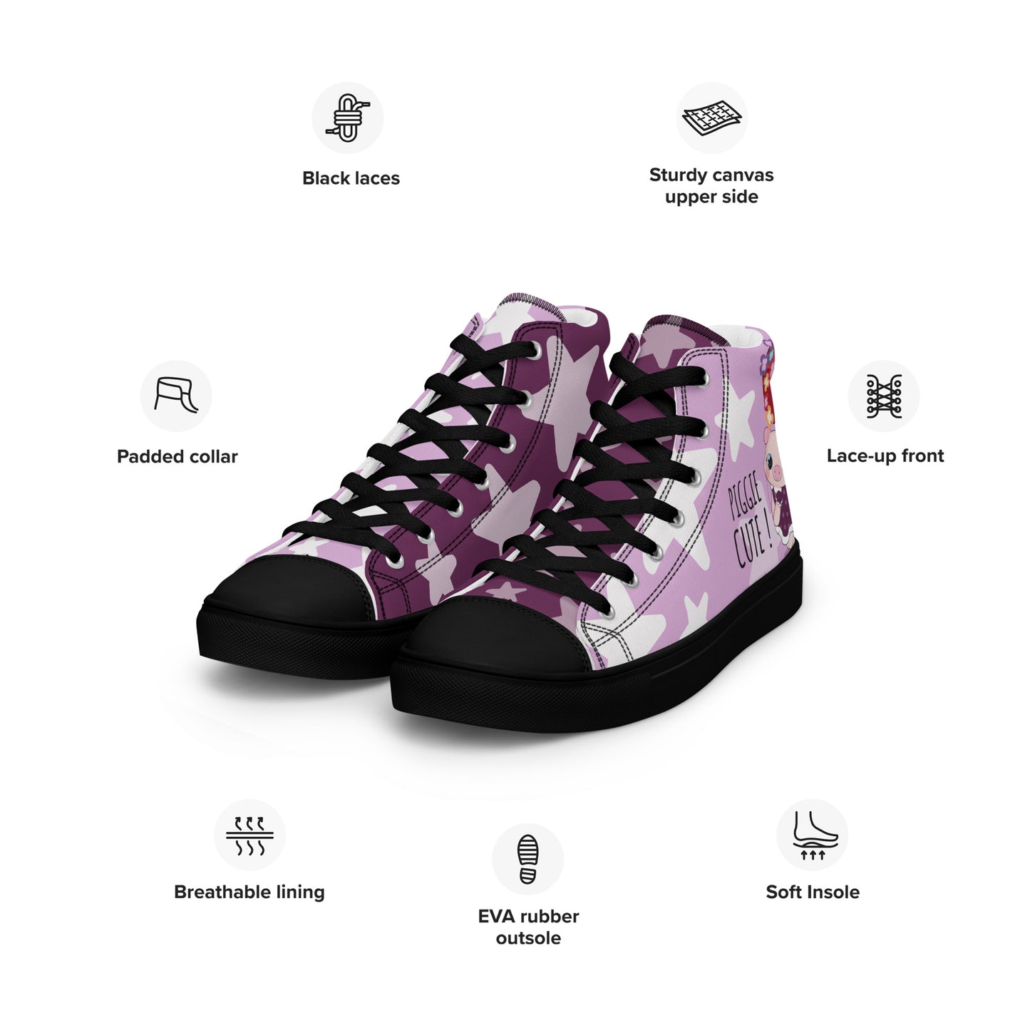 Cutie Pig Women's High Top Custom Sneakers