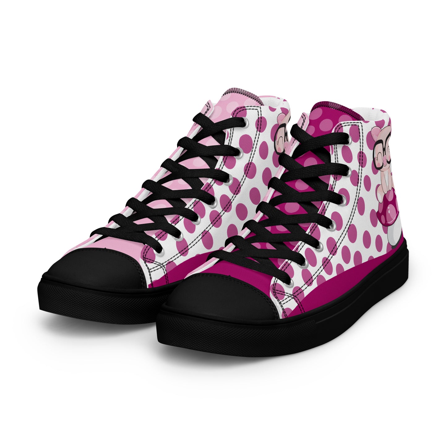 Cute Pig polka-dot Women's High Top Custom Sneakers