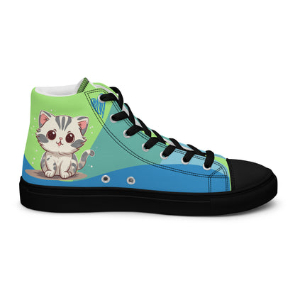 Cute Cats Blue Green Women's High Top Custom Sneakers