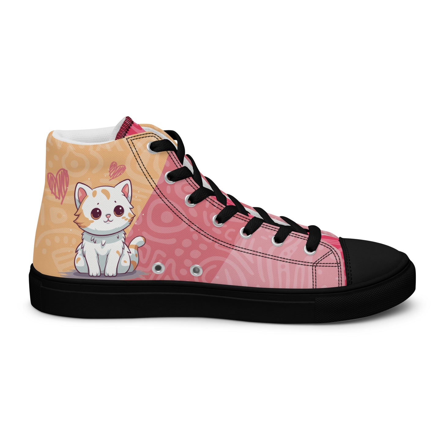 Cute Cats Pink Orange Women's High Top Custom Sneakers