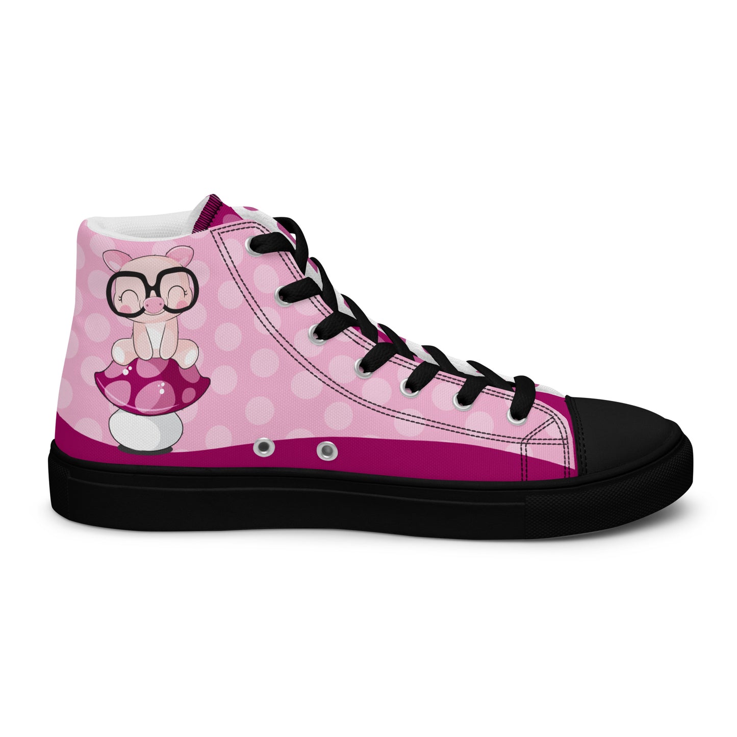 Cute Pig polka-dot Women's High Top Custom Sneakers