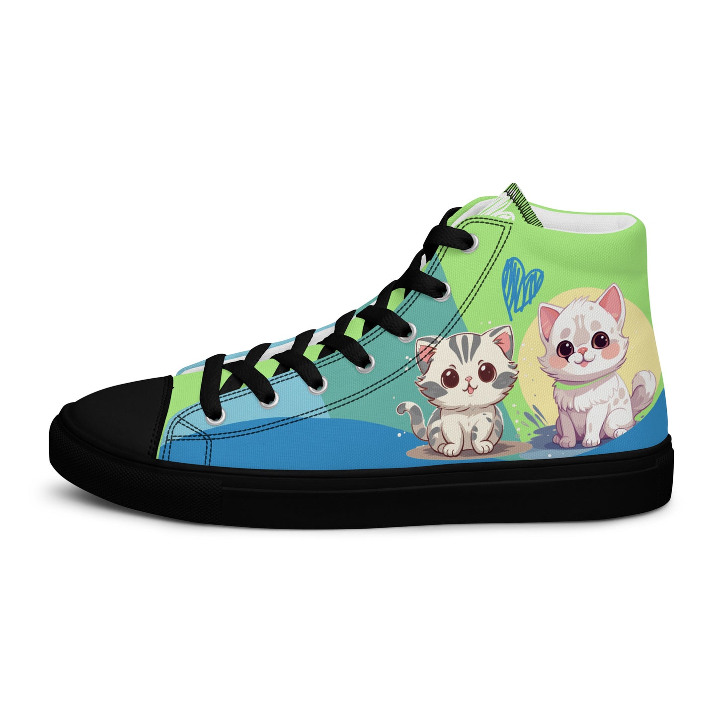 Cute Cats Blue Green Women's High Top Custom Sneakers