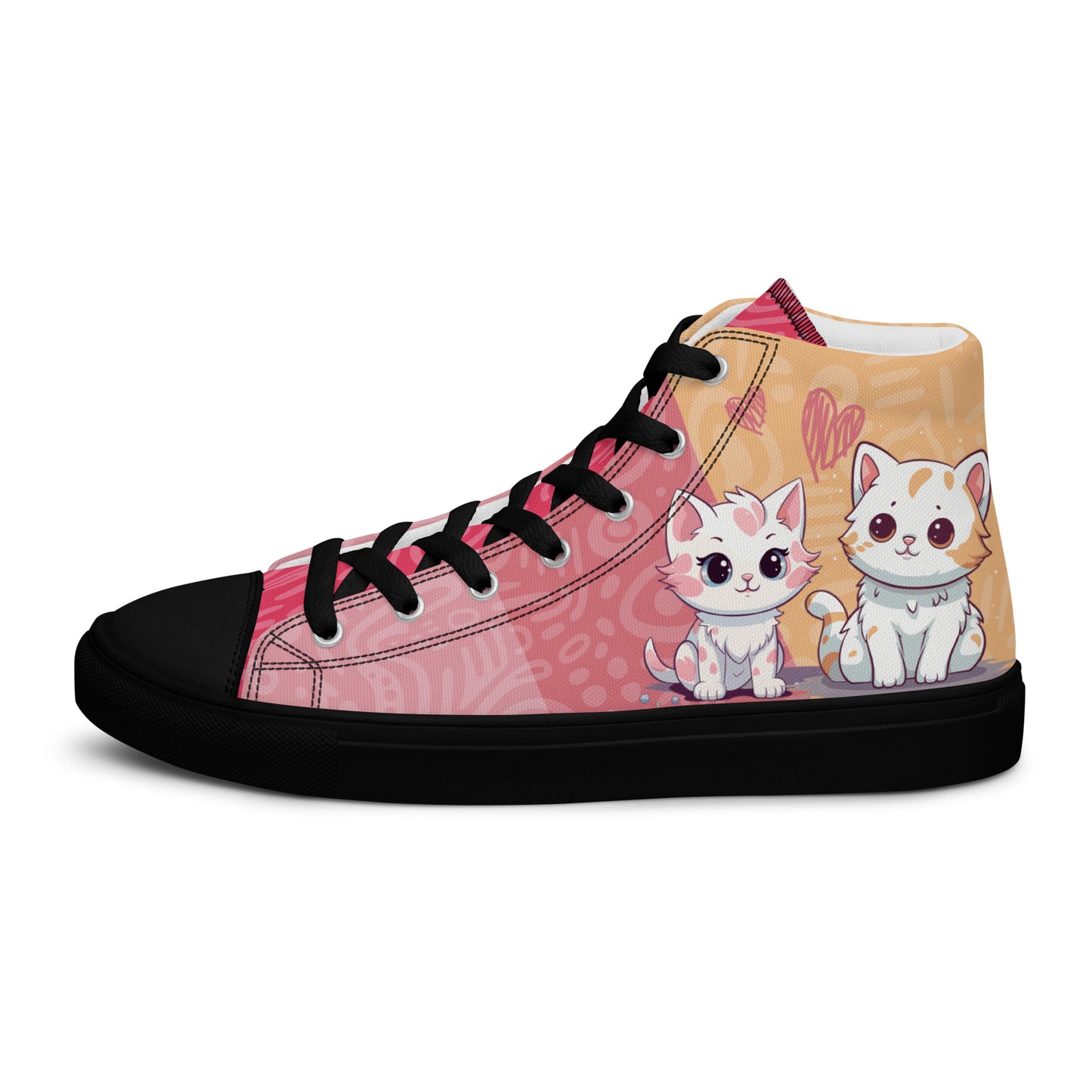 Cute Cats Pink Orange Women's High Top Custom Sneakers