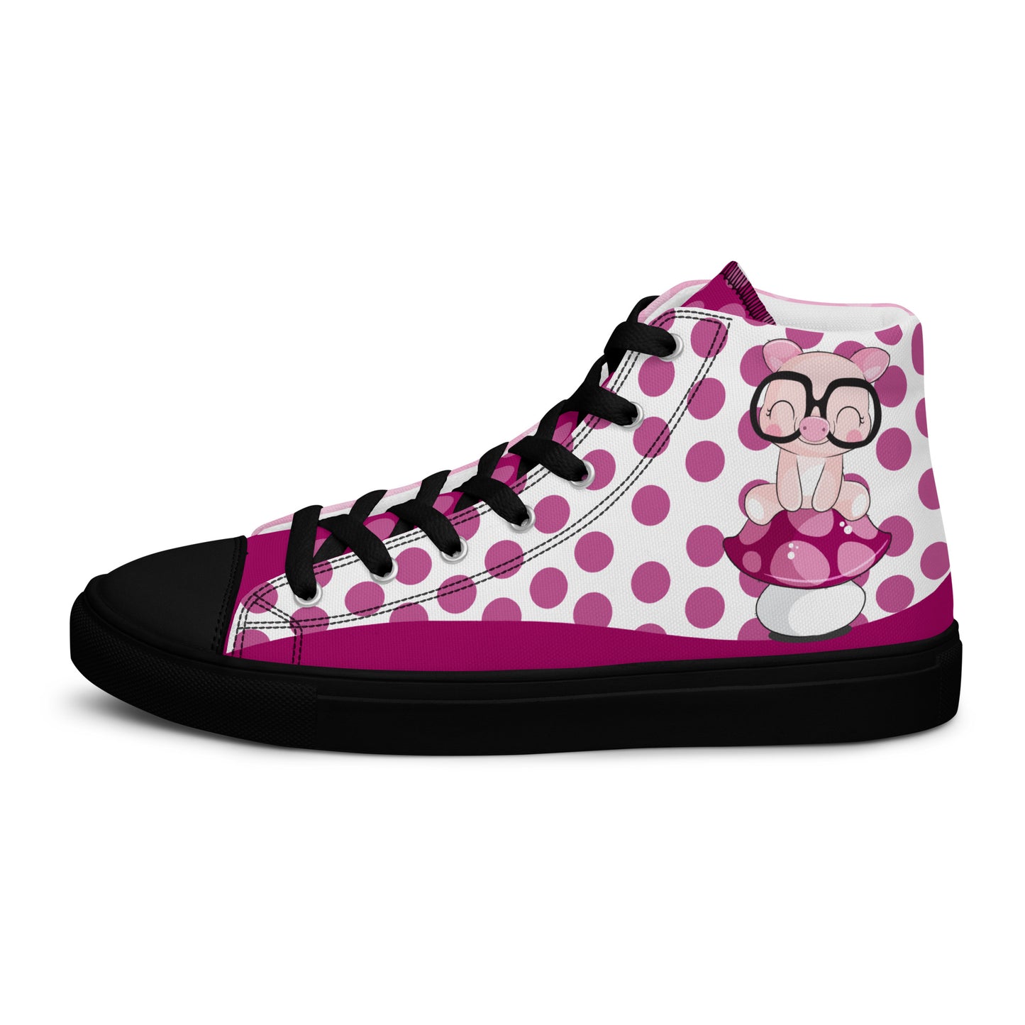 Cute Pig polka-dot Women's High Top Custom Sneakers