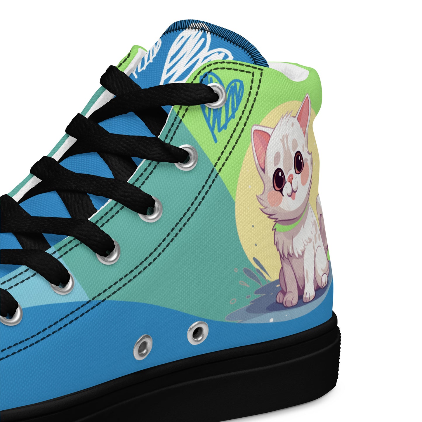 Cute Cats Blue Green Women's High Top Custom Sneakers