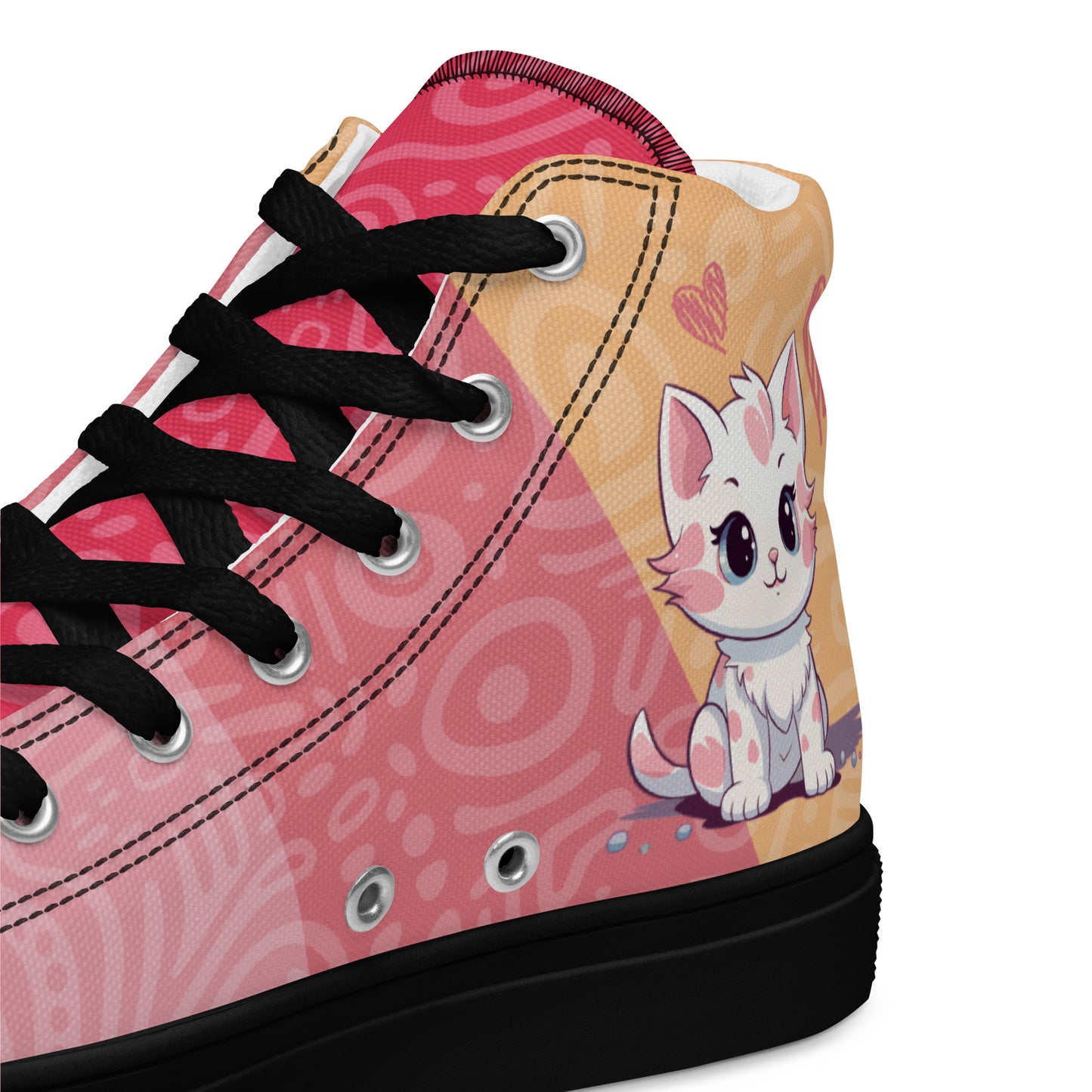 Cute Cats Pink Orange Women's High Top Custom Sneakers