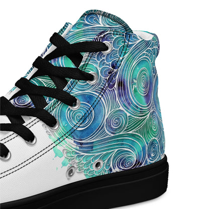 Blue Splash Women's High Top Custom Sneakers