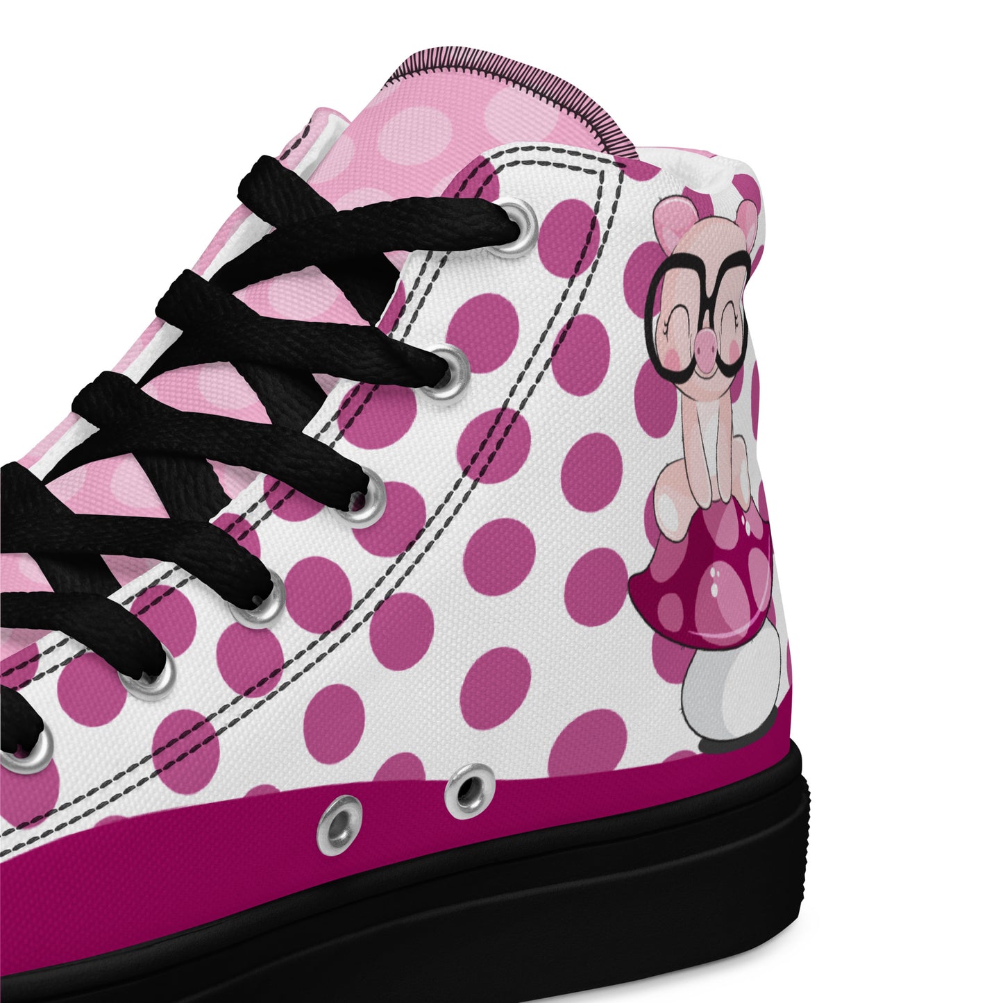 Cute Pig polka-dot Women's High Top Custom Sneakers