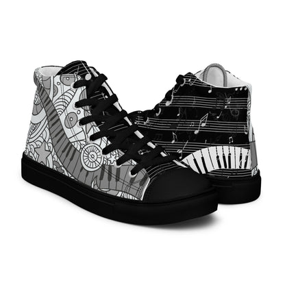 womens high top canvas shoes black