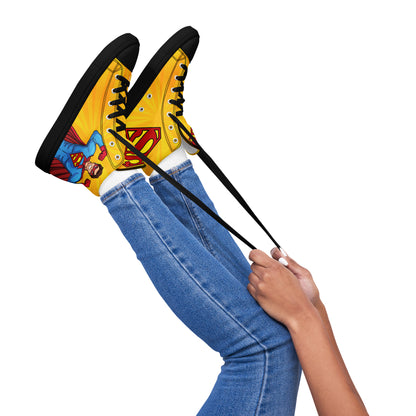 Superman Yellow Women's High Top Custom Sneakers