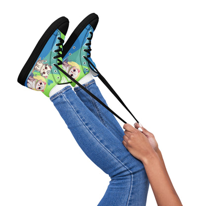 Cute Cats Blue Green Women's High Top Custom Sneakers