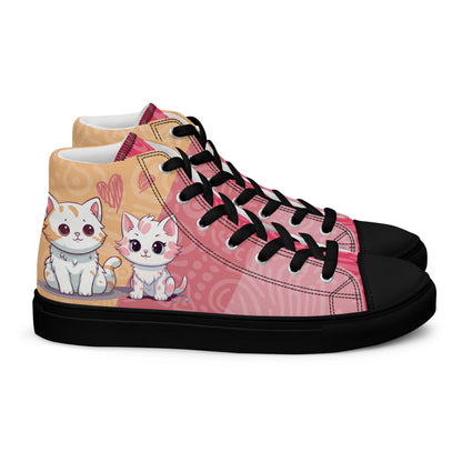 Cute Cats Pink Orange Women's High Top Custom Sneakers