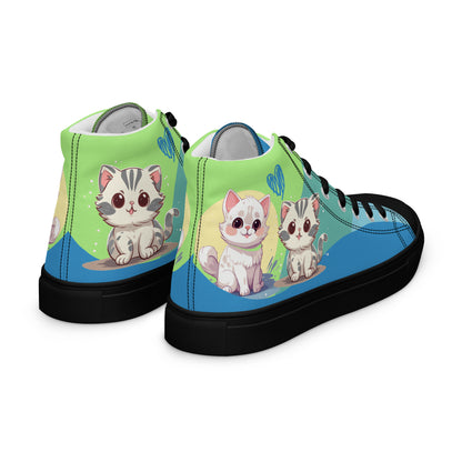 Cute Cats Blue Green Women's High Top Custom Sneakers