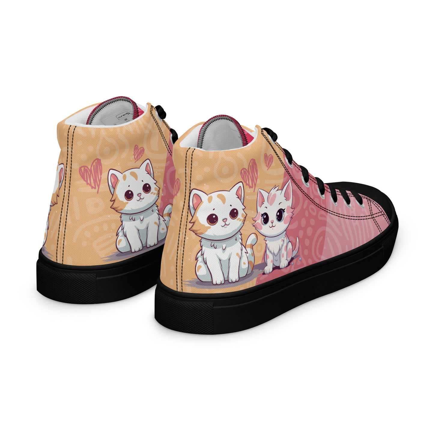 Cute Cats Pink Orange Women's High Top Custom Sneakers