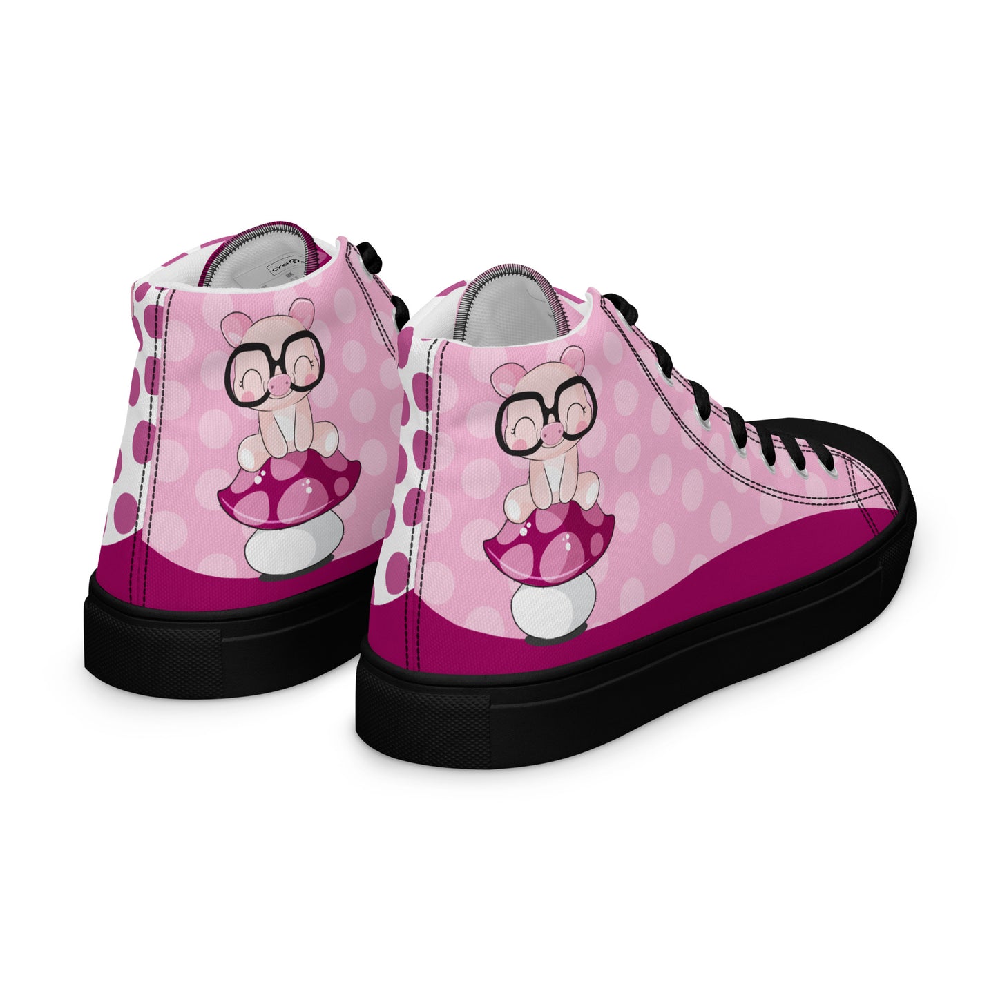 Cute Pig polka-dot Women's High Top Custom Sneakers