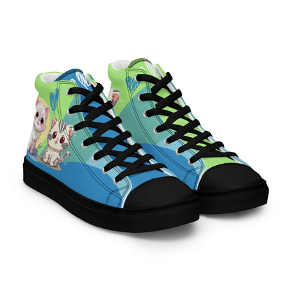 Cute Cats Blue Green Women's High Top Custom Sneakers