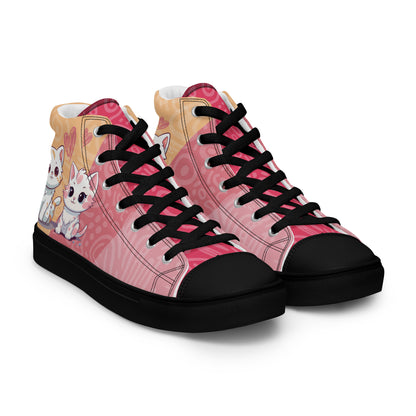 Cute Cats Pink Orange Women's High Top Custom Sneakers