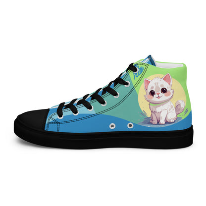 Cute Cats Blue Green Women's High Top Custom Sneakers