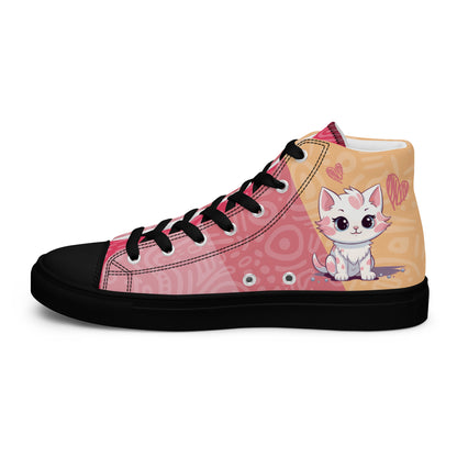 Cute Cats Pink Orange Women's High Top Custom Sneakers