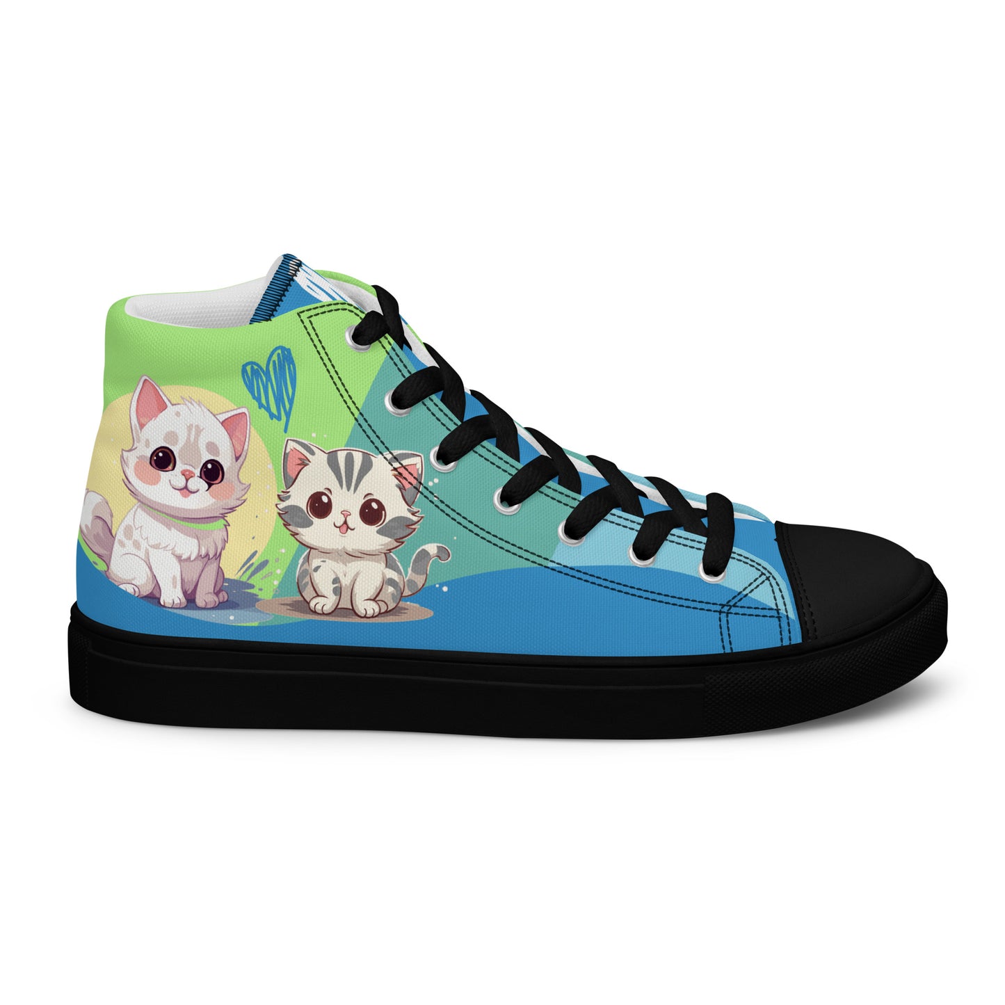 Cute Cats Blue Green Women's High Top Custom Sneakers