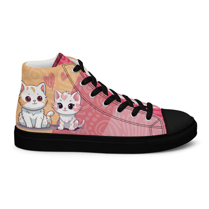 Cute Cats Pink Orange Women's High Top Custom Sneakers