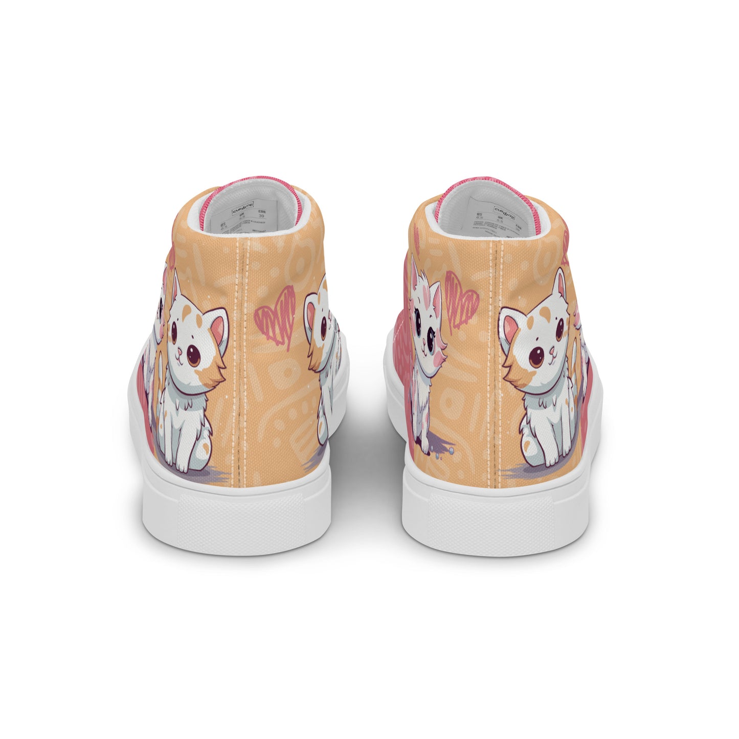 Cute Cats Pink Orange Women's High Top Custom Sneakers