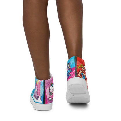 Colourful Cartoons Women's High Top Custom Sneakers