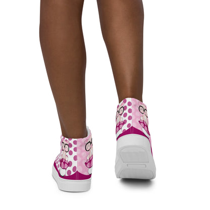 Cute Pig polka-dot Women's High Top Custom Sneakers