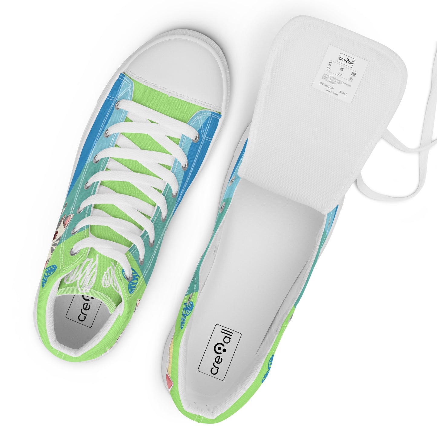 Cute Cats Blue Green Women's High Top Custom Sneakers