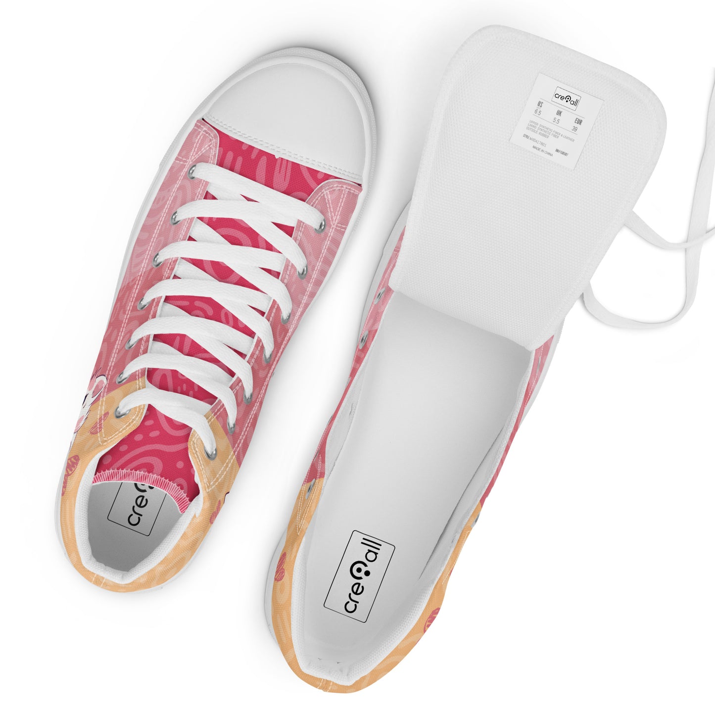 Cute Cats Pink Orange Women's High Top Custom Sneakers