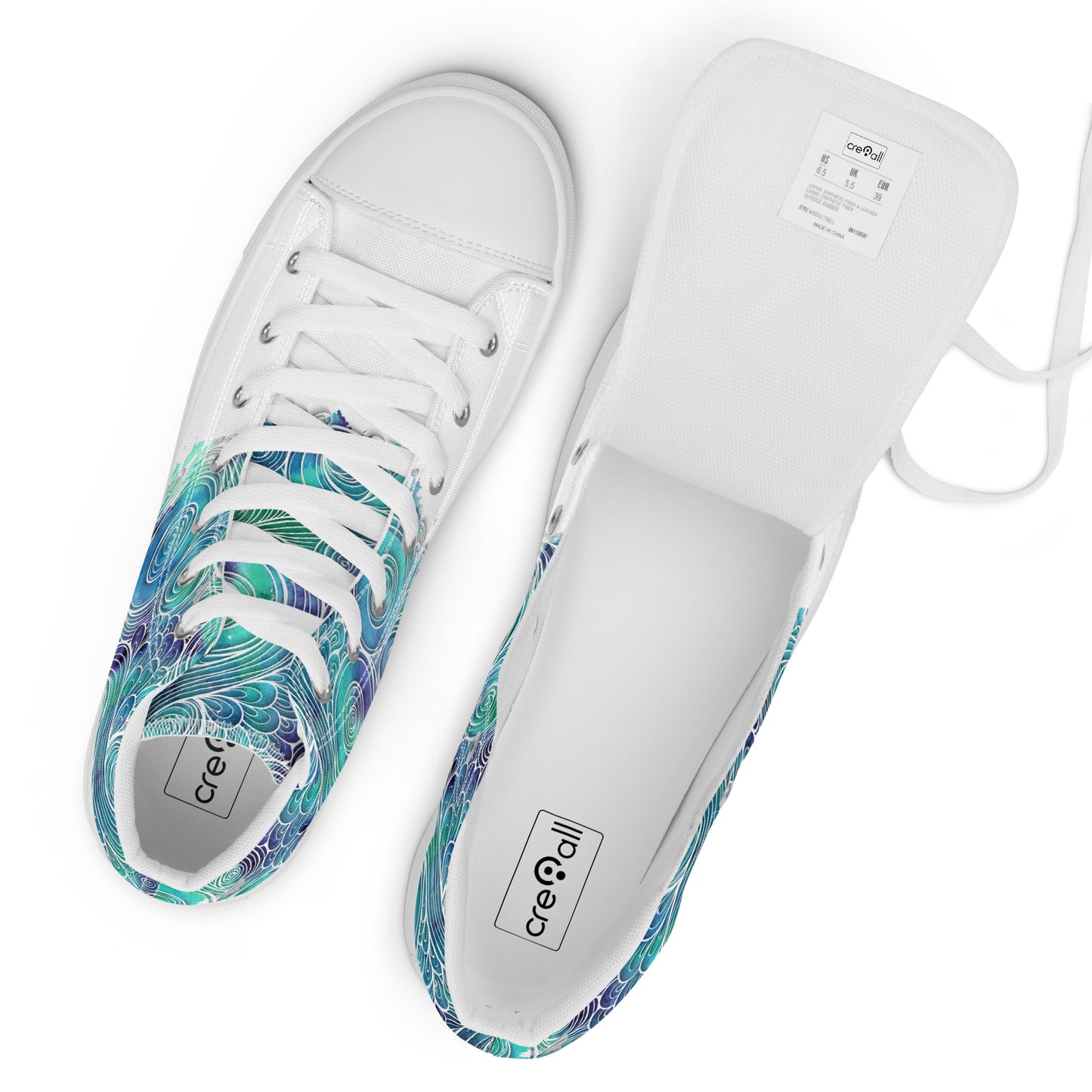 Blue Splash Women's High Top Custom Sneakers