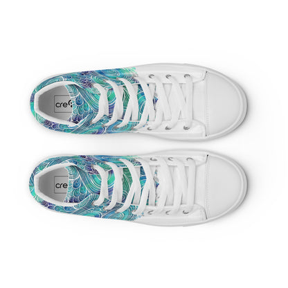 Blue Splash Women's High Top Custom Sneakers