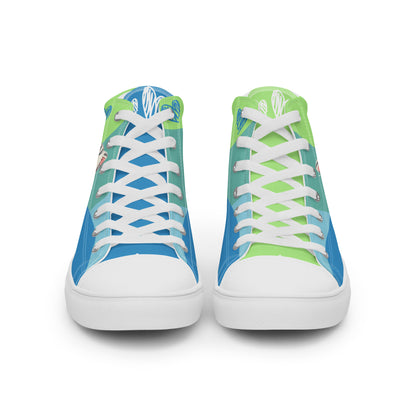 Cute Cats Blue Green Women's High Top Custom Sneakers