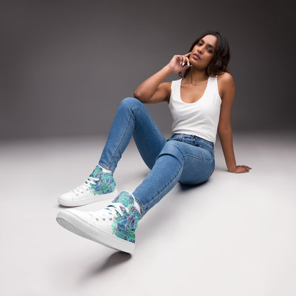 Blue Splash Women's High Top Custom Sneakers