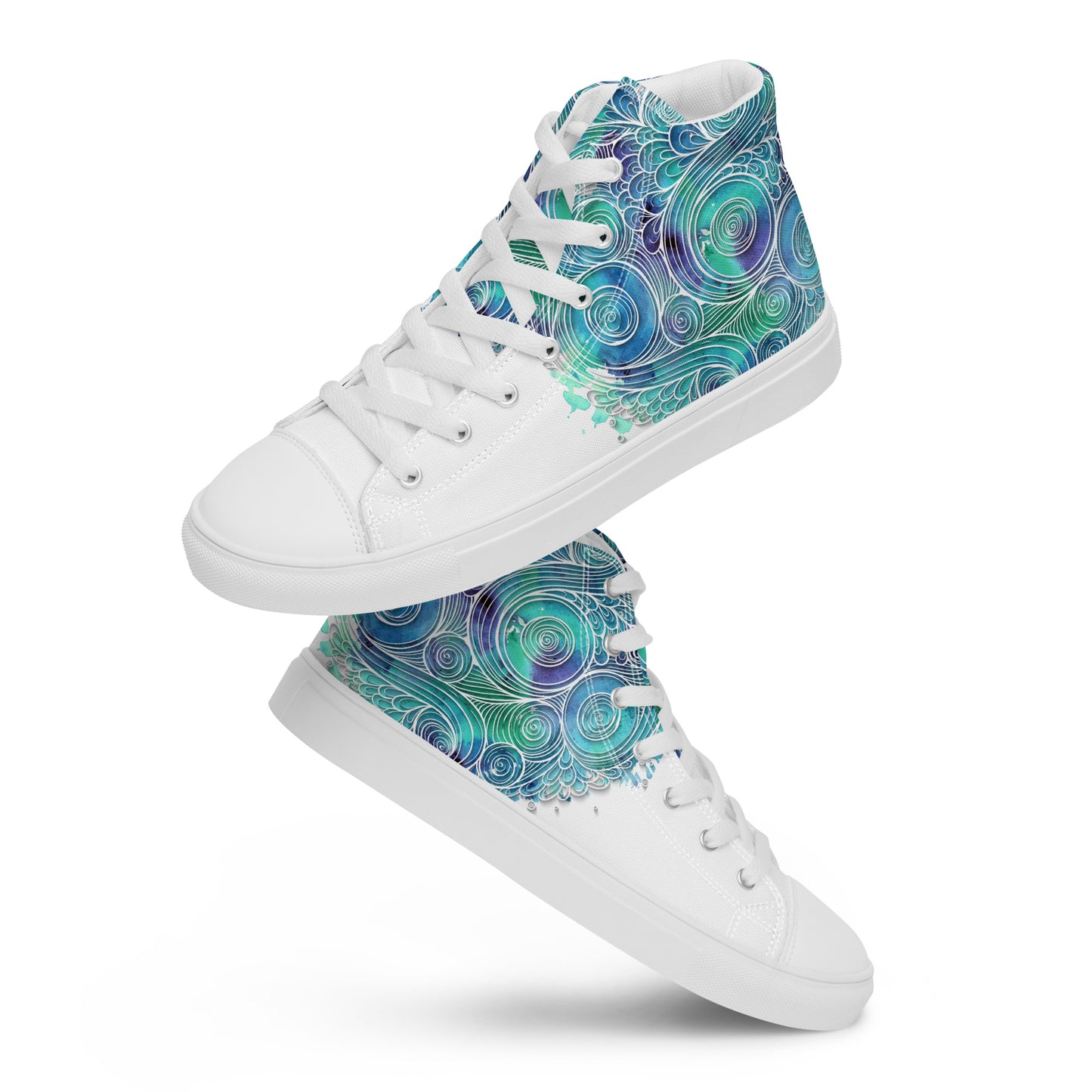 Blue Splash Women's High Top Custom Sneakers